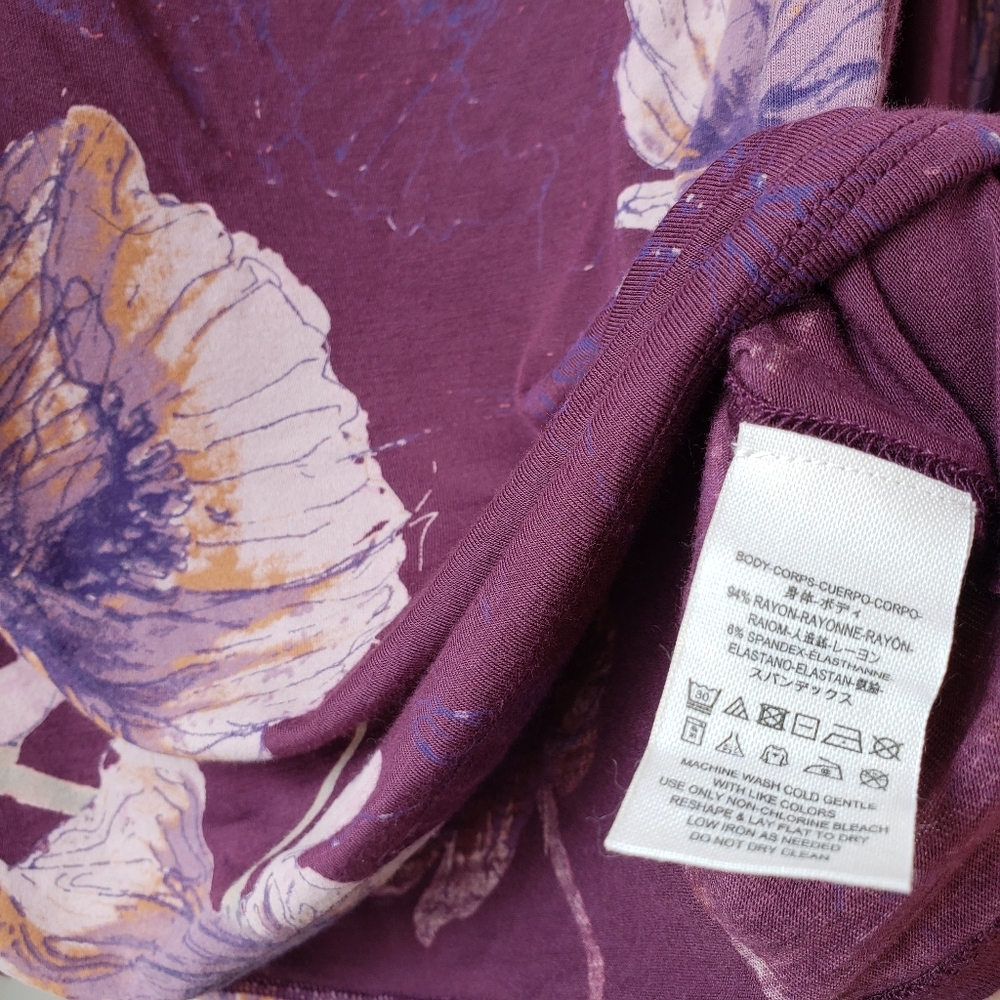 Free People Birds Of Paradise Large Blouse Whimsigoth Gothic Boho Floral Purple - Picture 9 of 11